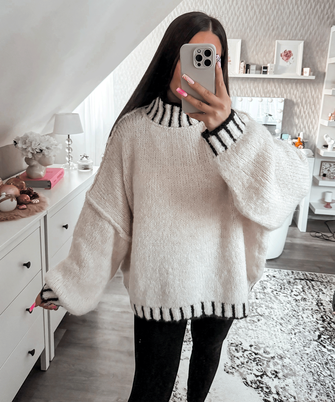 Pullover Salma Beige Schwarz  Ladypolitan ♡   