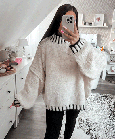 Pullover Salma Beige Schwarz  Ladypolitan ♡   