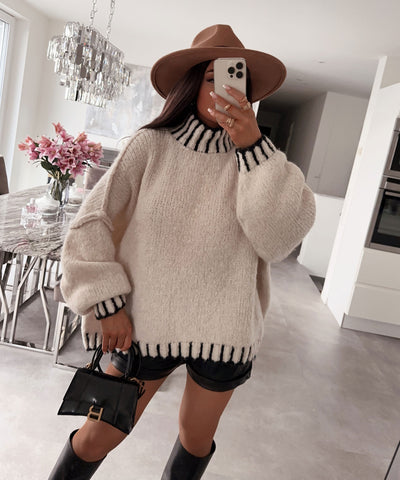 Pullover Salma Beige Schwarz  Ladypolitan ♡   