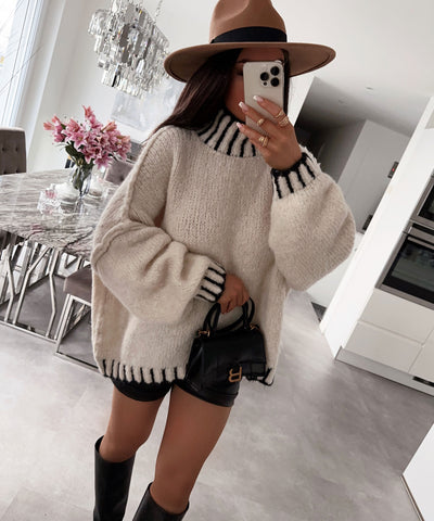 Pullover Salma Beige Schwarz  Ladypolitan ♡   