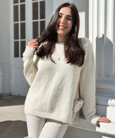 Pullover mit Schleifen Orla Beige Ladypolitan ♡