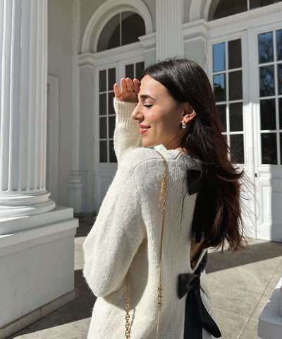 Pullover mit Schleifen Orla Beige Ladypolitan ♡
