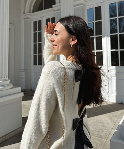 Pullover mit Schleifen Orla Beige Ladypolitan ♡