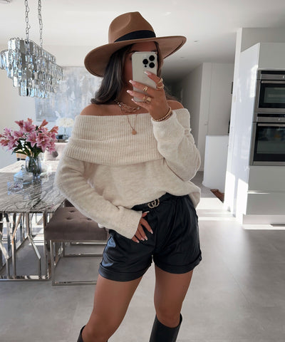 Schulterfreier Pullover Liz Beige  Ladypolitan ♡   
