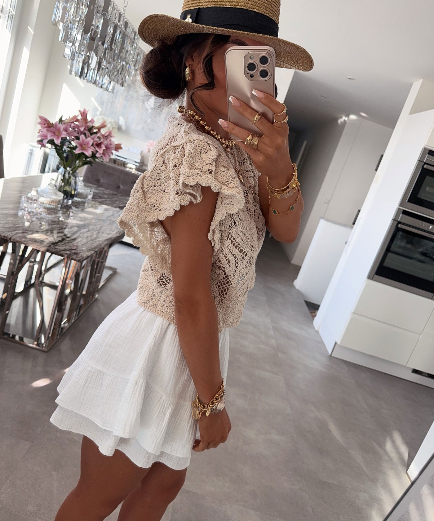Shirt mit Spitze Fria Beige Ladypolitan ♡
