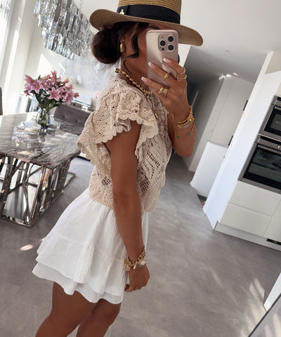 Shirt mit Spitze Fria Beige Ladypolitan ♡