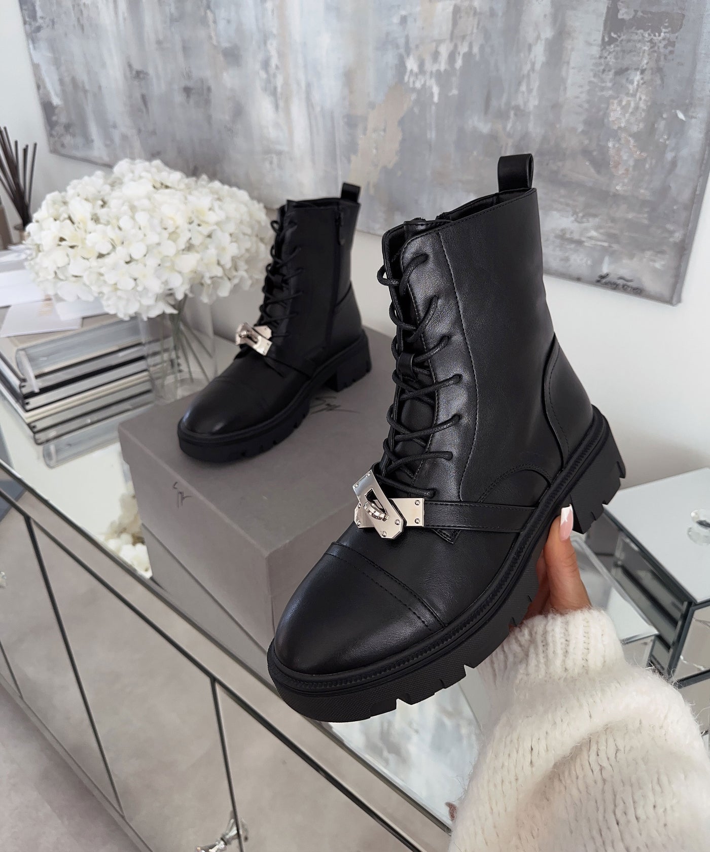 Stiefeletten Hermi Schwarz Silber  Ladypolitan ♡   