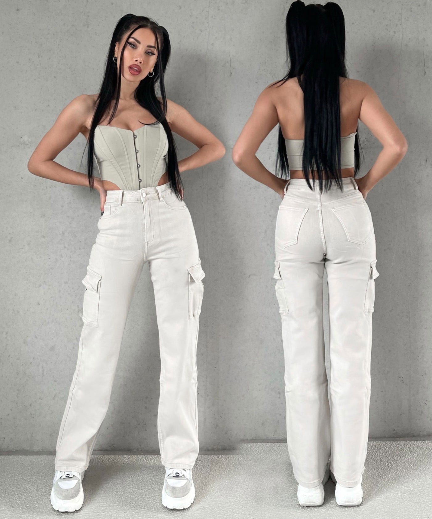 Stretch Cargo Hose Eva Creme  Ladypolitan ♡   