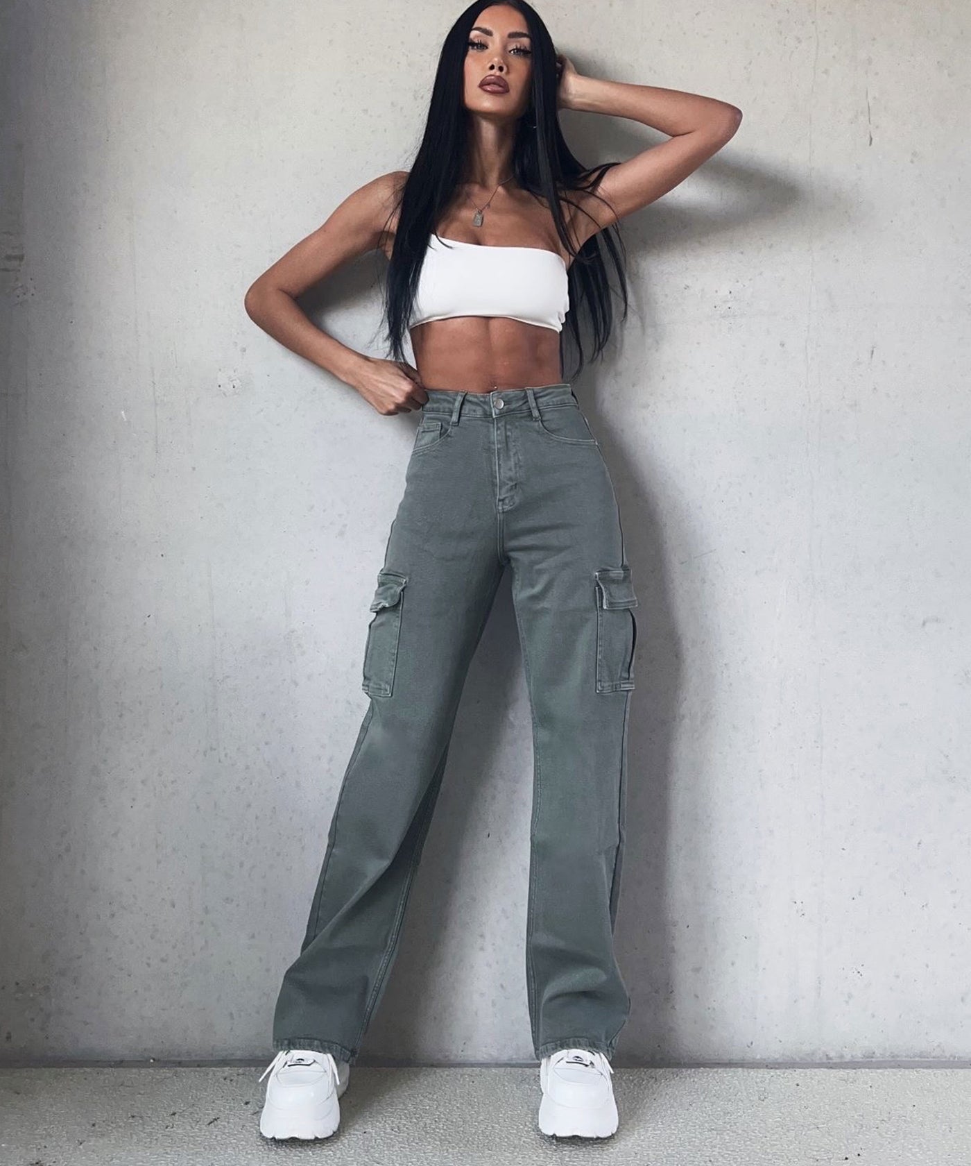 Stretch Cargo Hose Eva Khaki  Ladypolitan ♡   