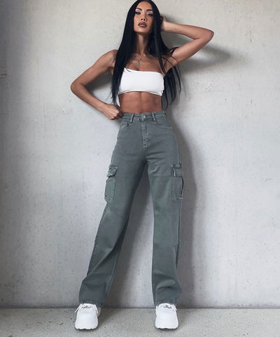 Stretch Cargo Hose Eva Khaki  Ladypolitan ♡   