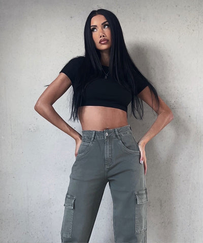 Stretch Cargo Hose Eva Khaki  Ladypolitan ♡   