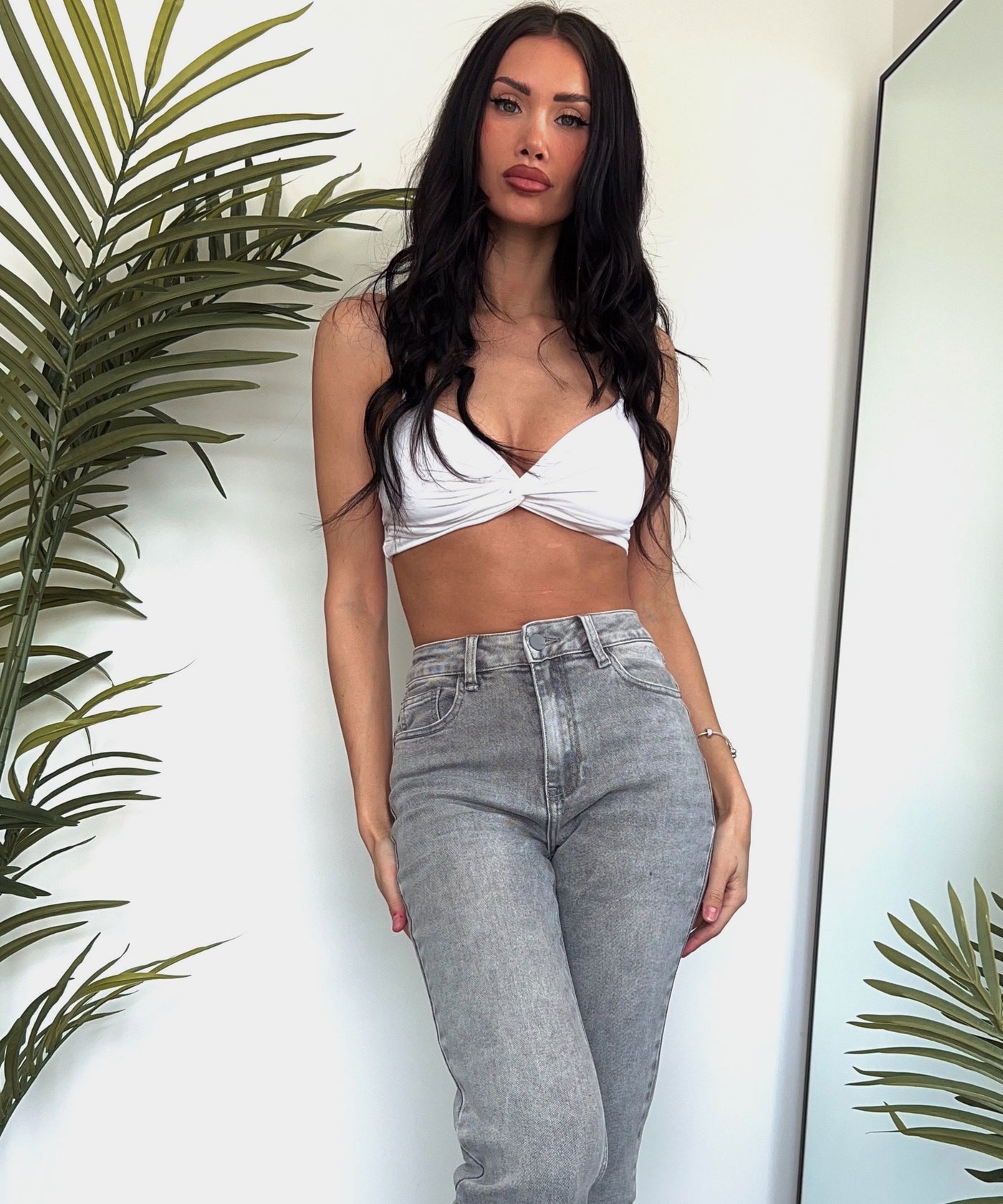Stretch Mum Jeans Amala Grau Ladypolitan ♡