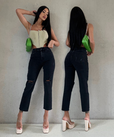 Stretch Mum Jeans Holly Schwarz Ladypolitan ♡