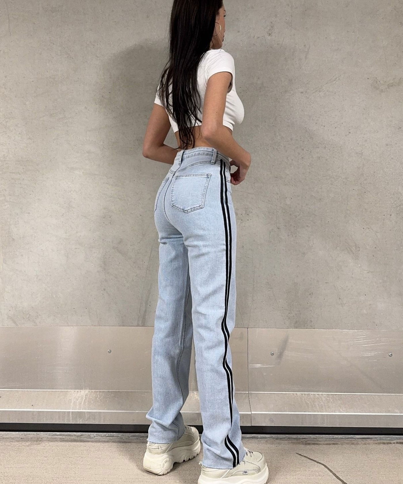 Stretch Straight Leg Jeans Adisa Blau Ladypolitan ♡