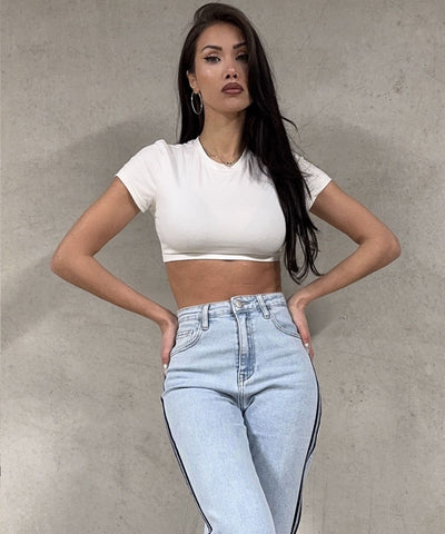 Stretch Straight Leg Jeans Adisa Blau Ladypolitan ♡