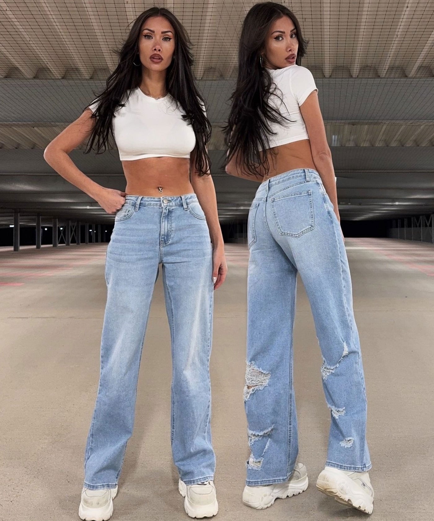 Stretch Straight Leg Jeans Shari Blau Ladypolitan ♡