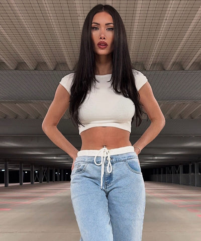 Stretch Wide Leg Jeans Gisa Hellblau Ladypolitan ♡