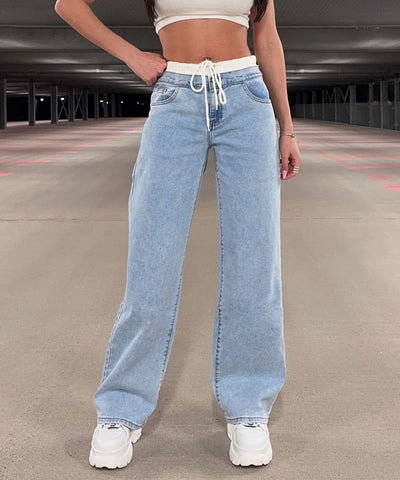 Stretch Wide Leg Jeans Gisa Hellblau Ladypolitan ♡