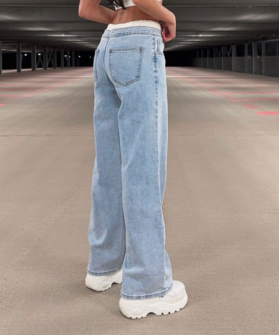 Stretch Wide Leg Jeans Gisa Hellblau Ladypolitan ♡