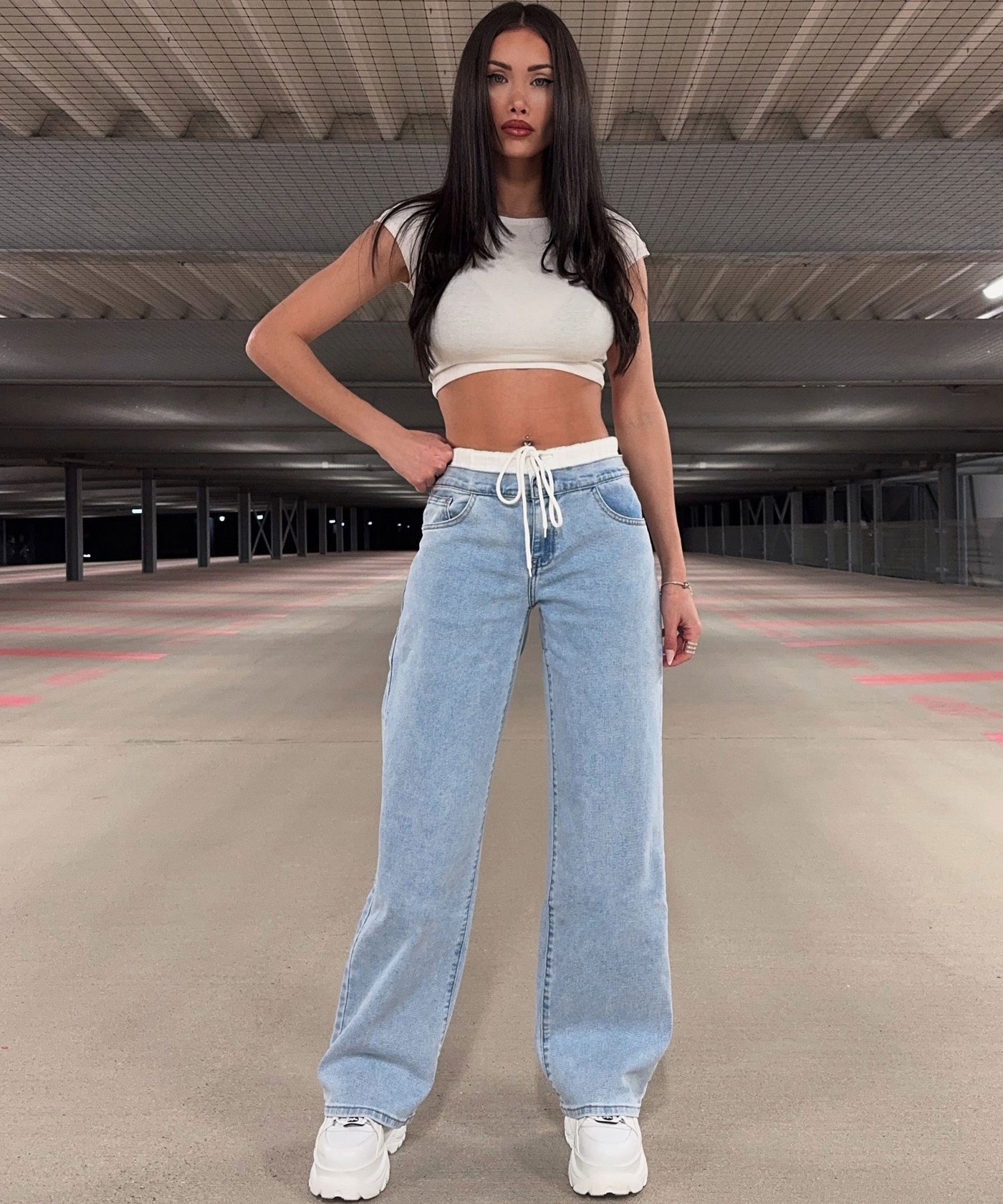 Stretch Wide Leg Jeans Gisa Hellblau Ladypolitan ♡