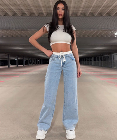 Stretch Wide Leg Jeans Gisa Hellblau Ladypolitan ♡