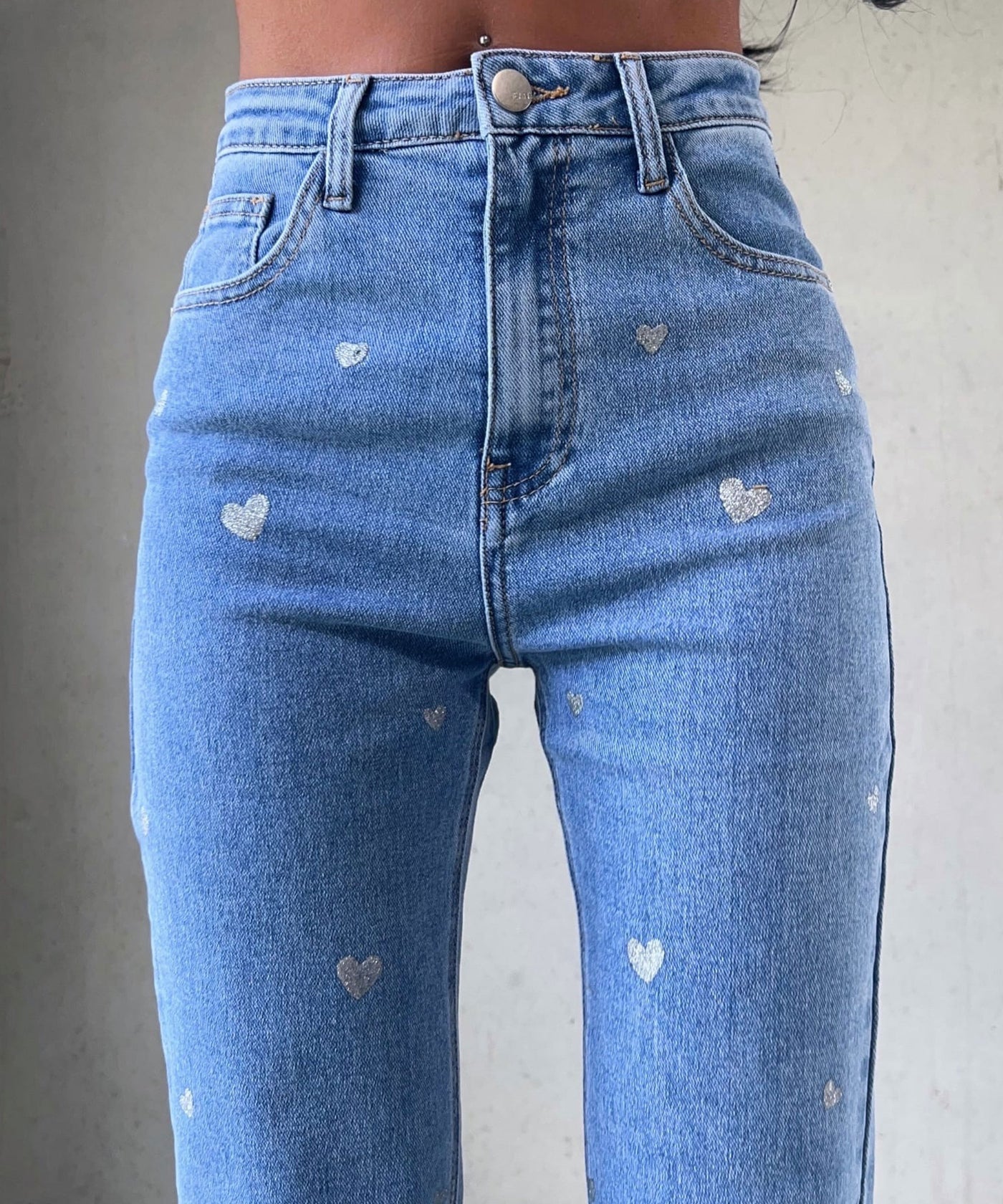 Stretch Wide Leg Jeans Heart  Ladypolitan ♡   