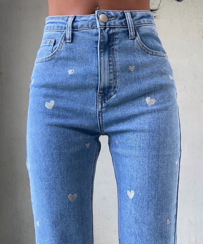 Stretch Wide Leg Jeans Heart  Ladypolitan ♡   