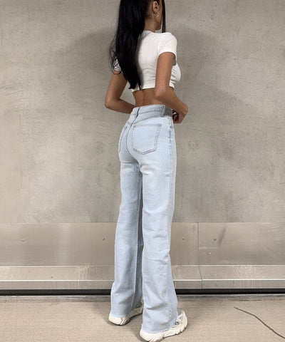 Stretch Wide Leg Jeans Visola Blau Ladypolitan ♡