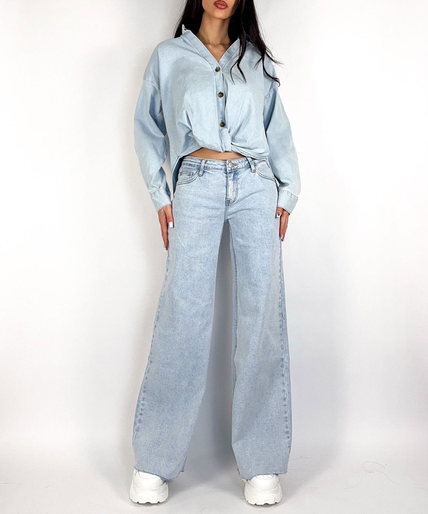 Stretch Wide Leg Jeans Waris Blau Ladypolitan ♡