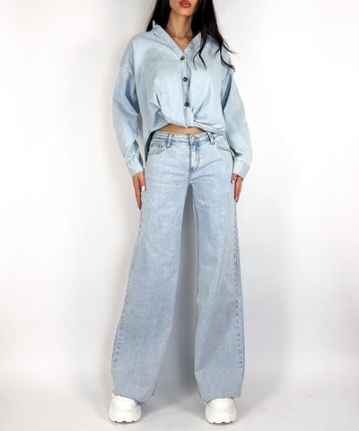 Stretch Wide Leg Jeans Waris Blau Ladypolitan ♡