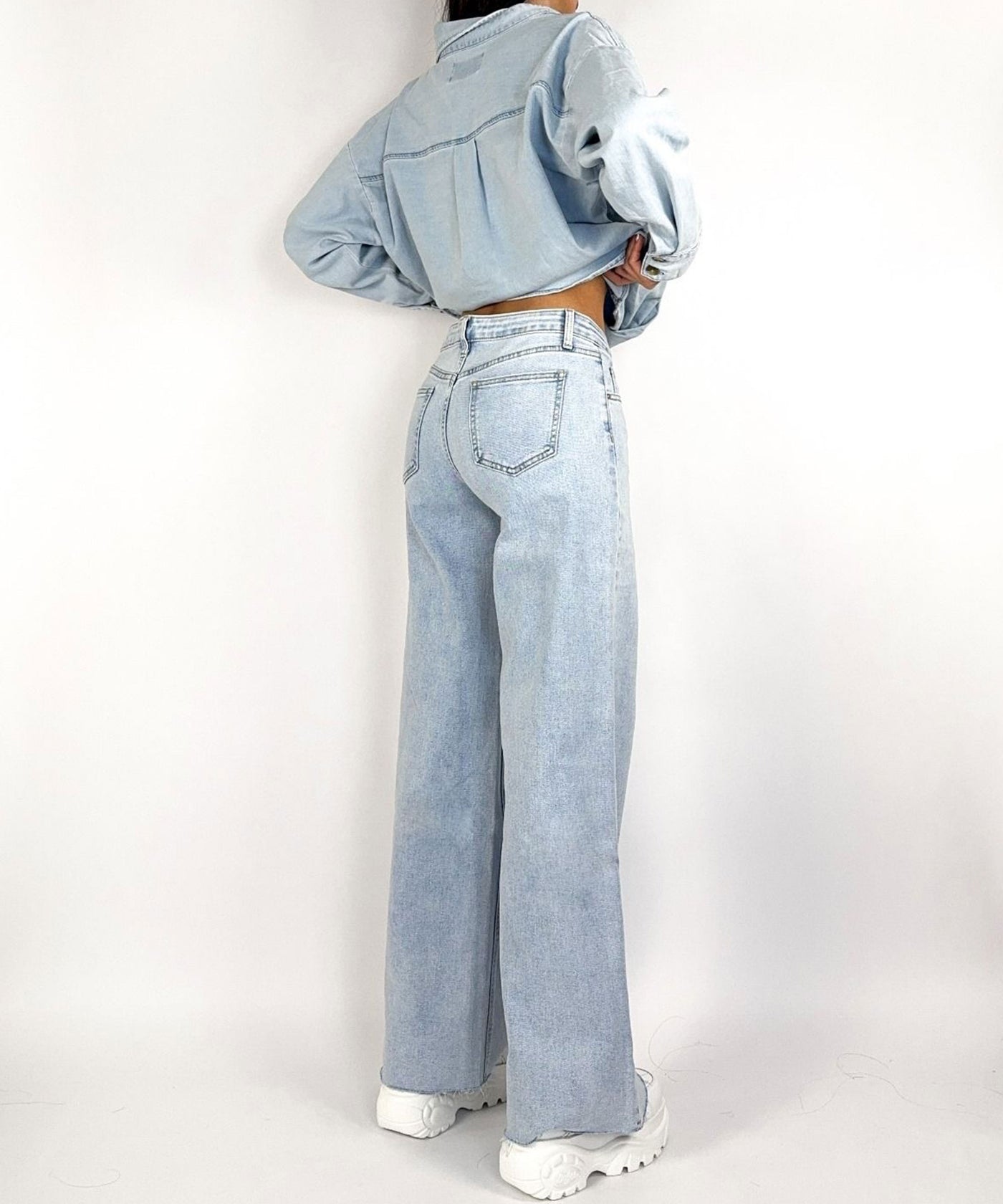 Stretch Wide Leg Jeans Waris Blau Ladypolitan ♡