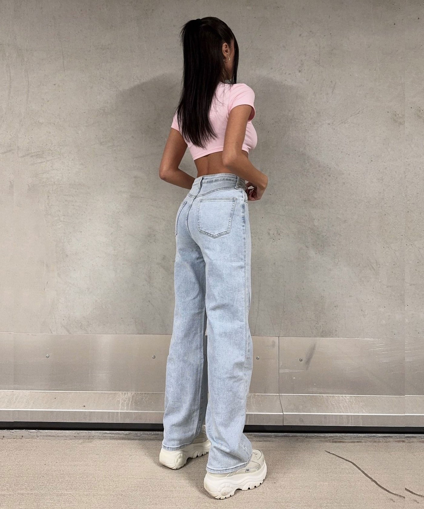 Stretch Wide Leg Jeans Zui Blau mit Leo Details Ladypolitan ♡