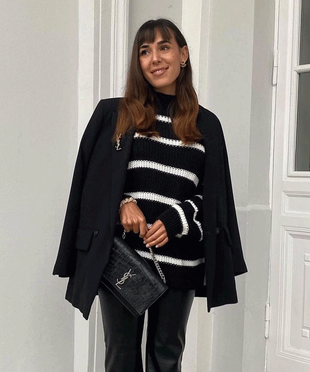 Strick Pullover Carter Schwarz Weiß1