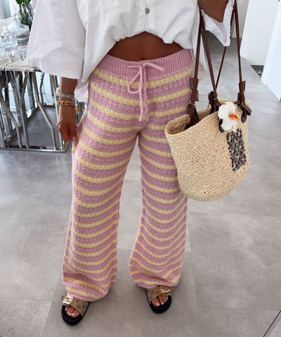 Strickhose Lilya Streifen Rosa Gelb Ladypolitan ♡