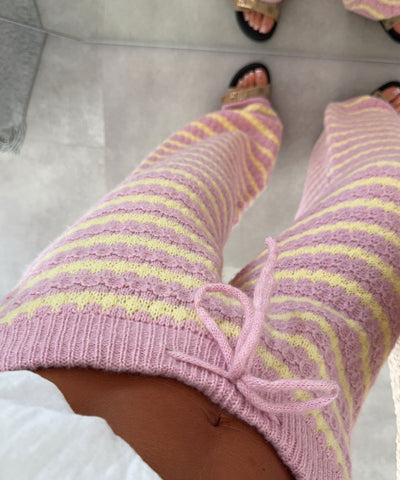 Strickhose Lilya Streifen Rosa Gelb Ladypolitan ♡