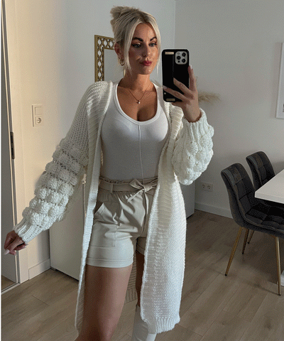 Strickjacke Cloudy Lang Weiß  Ladypolitan - Fashion Onlineshop für Damen   