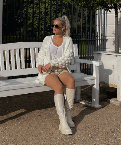 Strickjacke Cloudy Lang Weiß  Ladypolitan - Fashion Onlineshop für Damen   