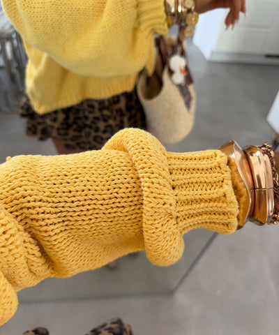 Strickjacke Cora Schleife Gelb Ladypolitan ♡