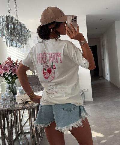 T-Shirt Gin Vintage Weiß Ladypolitan ♡