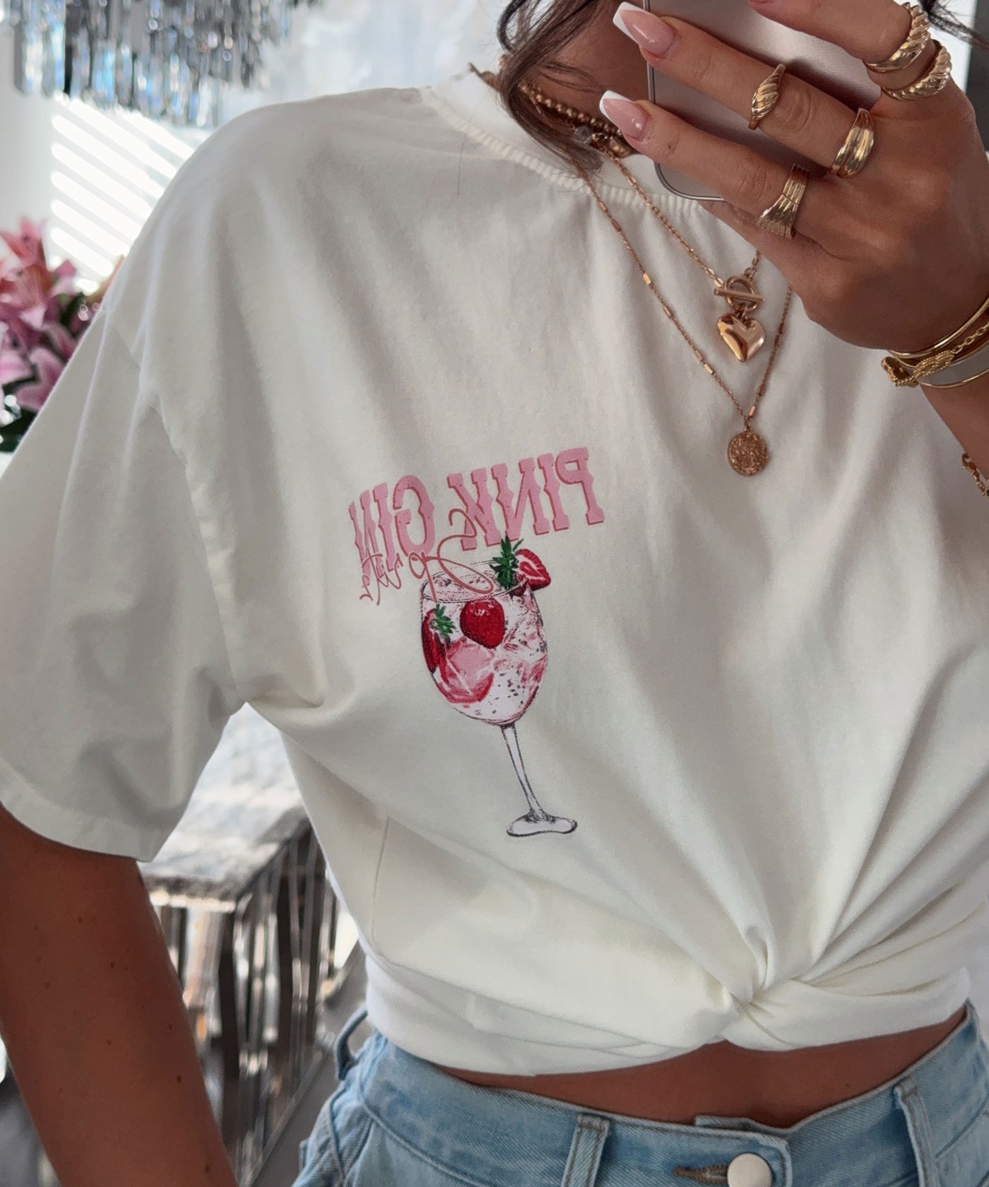 T-Shirt Gin Vintage Weiß Ladypolitan ♡