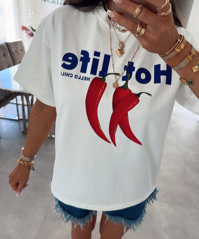 T-Shirt Hot Life Weiß Ladypolitan ♡