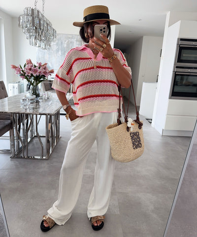 T-Shirt Sophia Rot Beige Ladypolitan ♡