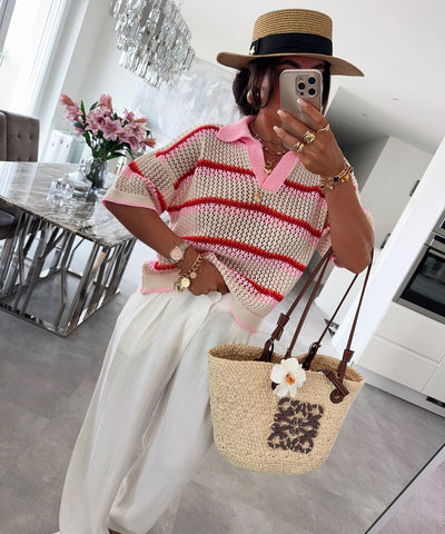 T-Shirt Sophia Rot Beige Ladypolitan ♡