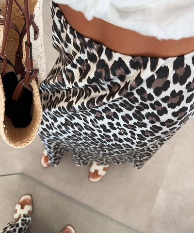 Viskose Satin Rock Leo Beige Ladypolitan ♡