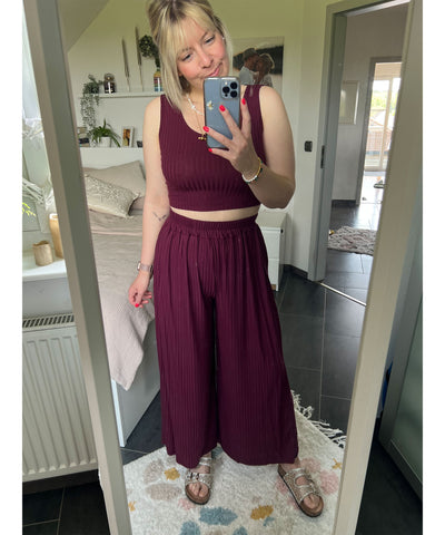 Weiches Ripp Set Ina Dunkelrot  Ladypolitan - Fashion Onlineshop für Damen   