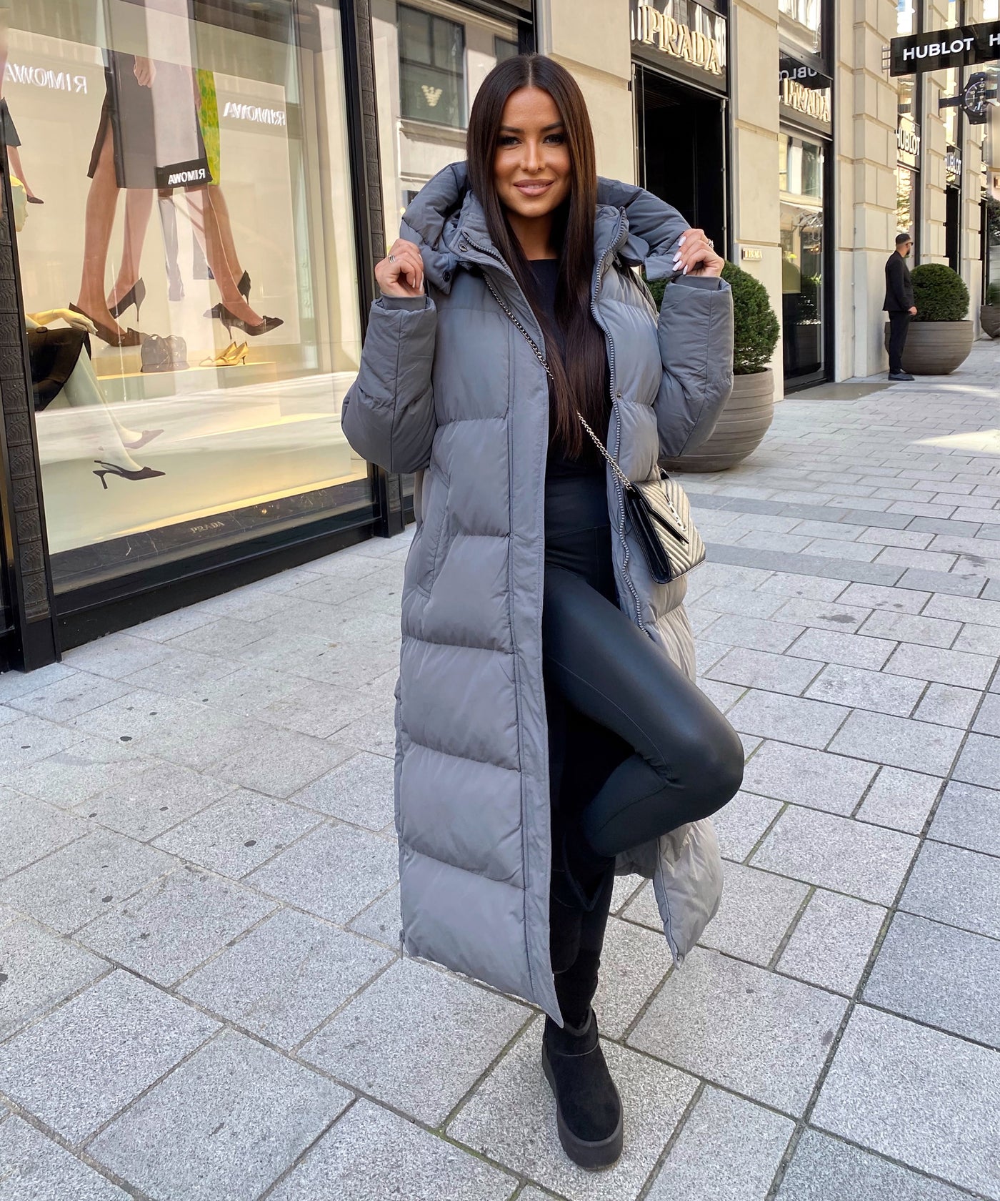 Oversize Jacke Addie Lang Grau Ladypolitan ♡