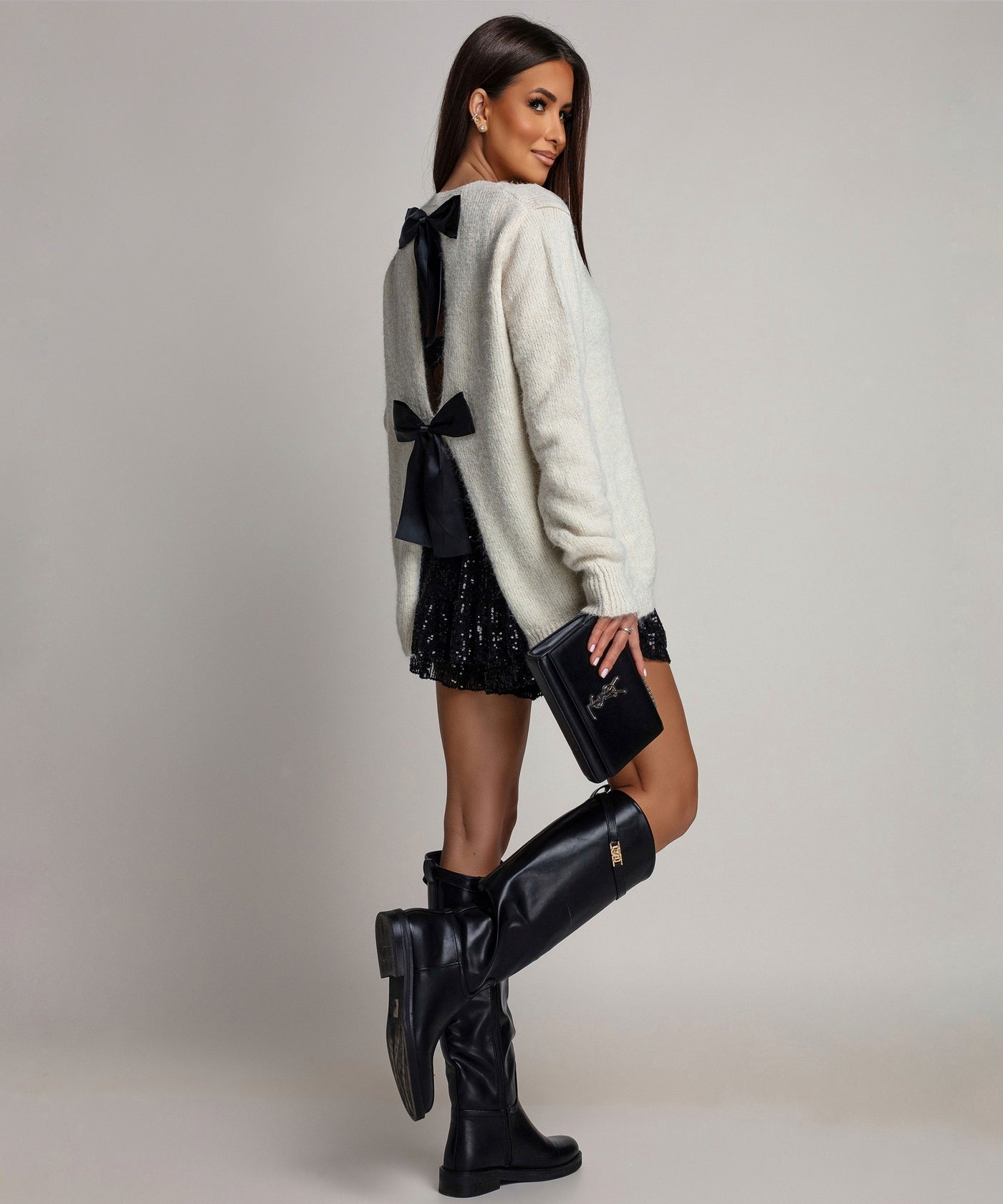 Pullover mit Schleifen Orla Beige