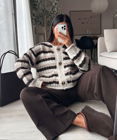 Cardigan Calina Streifen Beige