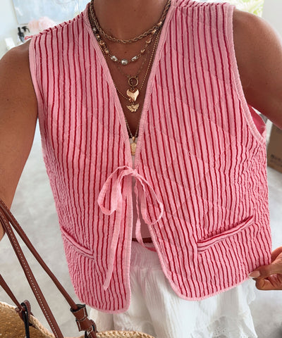 Weste Traya Streifen Rot Ladypolitan ♡