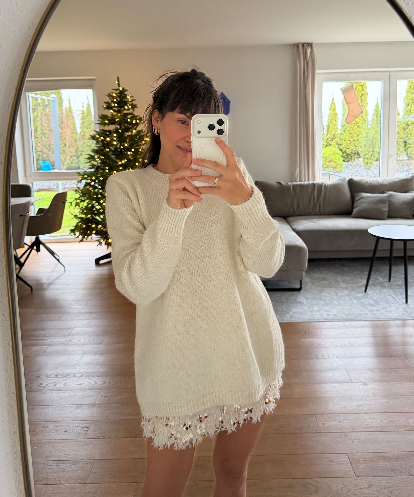 Federlook Rock Cia mit Pailletten Beige